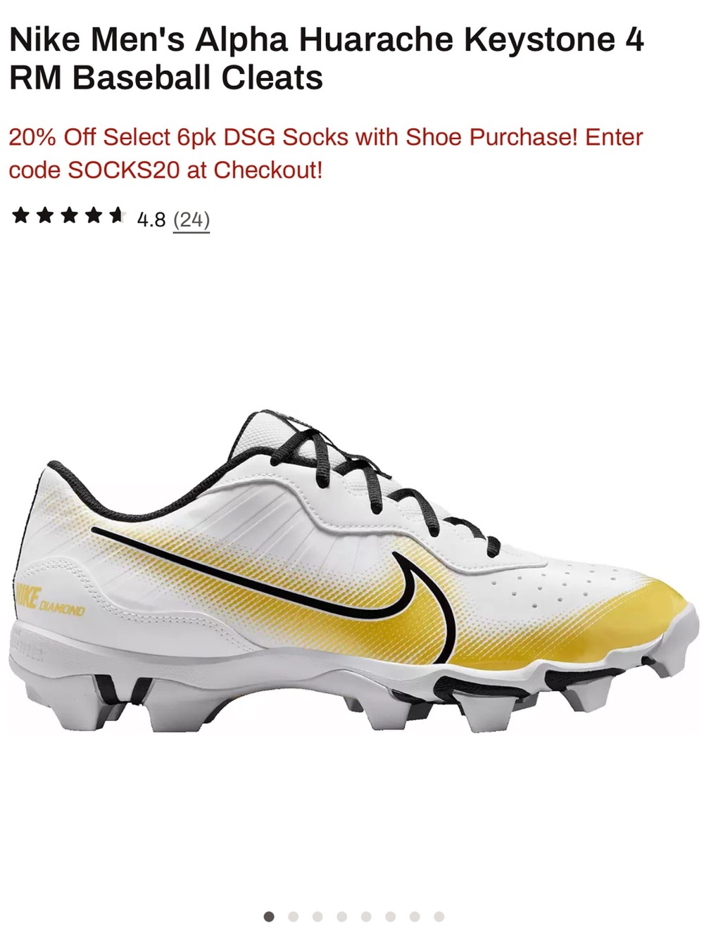 EUC Nike Men’s Alpha Huarache Keystone 4 RM Baseball Cleats Size 6.5